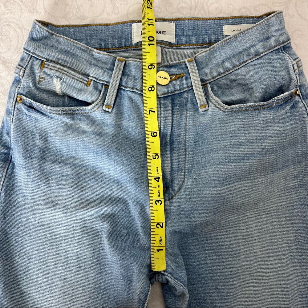 FRAME Denim Le High Straight Sunland Light Wash High Rise Crop Jeans Size 24 - Picture 9 of 16